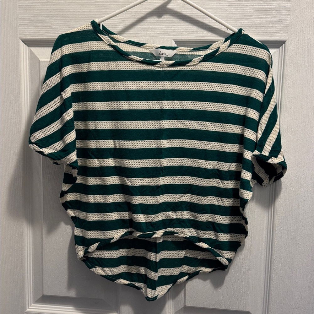 Kirra Teal and Cream Striped Top